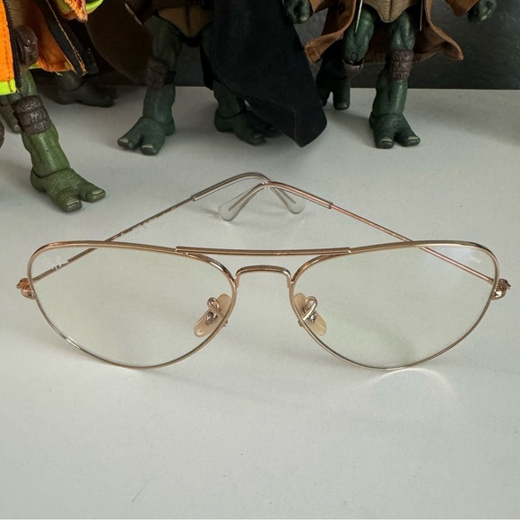 Ray-Ban Aviator Matte Gold Frame Clear Sunglasses 58-14 - Picture 5 of 14